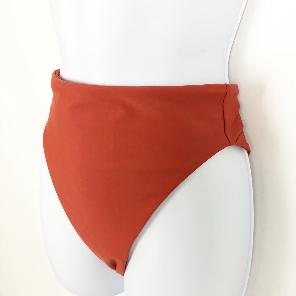 Jade Swim Womens Bikini Bottom Medium Orange Stretch High Rise Swimwear NWOT